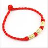 3807 Pulseira Corda Vermelha Três Ouro Imitação Contas Retrô Tradicionais Ano do Zodíaco Pulseira de Casal Masculino e Feminino t feminino