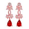 Brincos de Gota com Pedras Preciosas de Meia Lua Dupla de Temperamento Studs de Orelha Brincos de Flor de Safira Natural Sintética Brincos de Gota