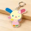 Llavero de Acrílico de Conejo y Flor Estilo Nuevo 2D Accesorio Colgante Lindo para Mochila de Estudiante Regalo a Juego para Mejor Amigo