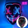 Máscara Halloween Luminosa Transfronteriza El Luz Fría Negra Forma de V Cara de Fantasma de Terror Accesorios de Fiesta Danza Led