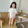 Conjunto de Verão Infantil para Meninos e Meninas Antibacteriano Respirável Seda de Gelo Manga Curta Fino Roupa de Ar Condicionado Calça Nove Pontos Roupa Infantil Duas Peças