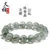 Pulsera de Cristal Natural Jiuyac Cuarzo Rutilado Verde Hielo Redonda Pulsera de Cuarzo Rutilado Verde de Moda Venta Directa del Fabricante