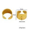 Anillo Abierto de Acero Inoxidable Chapado en Oro de 18K, Anillo Ajustable Martillado/Hueco con Colgante, Accesorios para Anillos DIY