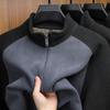 Otoño 2024 Nuevo Sudadera de Forro Polar para Hombre Cálido Abrigo de Forro Polar de Cuello Vertical Engrosado Casual Chaqueta con Cremallera para Hombre