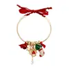 Joyería Transfronteriza Europea y Americana Pulseras Navideñas Cascabeles Sombreros de Navidad Cinta Metálica Adornos de Mano Personalizados Creativos Regalos de Año Nuevo