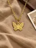 Collar Colgante Mariposa Textura Retro Bicolor Oro y Plata Opcional Cadena Fina Sencilla Versátil para el Día a Día Accesorio para el Cuello