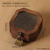 Caja de Almacenamiento de Vidrio con Flor de Begonia Tapa abatible Caja Decorativa para Tocador Caja de Madera Retro Organizador de Escritorio para Artículos Varios Caja de Madera