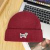 Pegatina de Cachorro de Dibujos Animados Gorro de Punto para Hombre Invierno Estilo Coreano Cabeza Grande Cálido Frío Gorro Estudiante Combinación Perfecta Gorro de Lana Baotou
