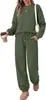 Top casual estilo americano de cuello redondo y manga larga, adelgazante y cómodo para usar en casa, actividades al aire libre y deportes; Pantalones de chándal con cintura de cordón y pierna cónica, conjunto de dos piezas