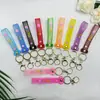 Chaveiro de PVC com Tira de Couro Boneca Macia de Borracha Cor Doce Pingente de Chaveiro Lanyard Transparente Alça de Pulso Cor Gradiente Gelatina