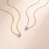 Collar de plata de ley S925 con moissanita y cadena de burbujas para clavícula, colgante simple y elegante para mujer, venta al por mayor de fábrica, se puede enviar en nombre de los clientes
