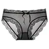 Tanga de encaje de malla de deseo puro de tiro bajo con abertura alta, panties sexys transpirables de seda helada para chica hot 2199
