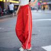 Overol de Seda de Hielo de Secado Rápido para Mujer 2024 Verano Nuevo Dopamina Suelto Casual Rayado Delgado Deportivo Pantalón de Pierna Ancha