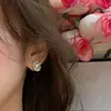 Pendientes de Perla con Empalme de Pedrería Estilo Chanel, Diseño de Moda Coreana, Elegantes y con Estilo, Pendientes Dulces y Delicados de Celebridad de Internet