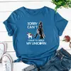 Camiseta de Manga Curta Unissex de Verão Pet Street Unicórnio