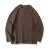 Nueva camiseta de punto de manga larga para hombre de otoño, con rayas, cuello Henley de un botón 13690