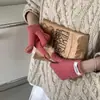Guantes de lana de punto de color liso para mujer de otoño e invierno, guantes táctiles de dedo abierto, a prueba de frío, cálidos, engrosados