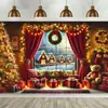 Tecido de Fundo de Natal Transfronteiriço, Tecido Decorativo Pendurado para Exterior, Faixa de Atmosfera de Ano Novo, Personalização de Tapeçaria de Novo Produto