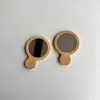 Espejo de Maquillaje Redondo Portátil de Madera Maciza Mini de Mano Alta Definición de Bolsillo Espejo de Bolsillo Creativo de Bambú para Niñas