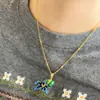 Nova Colar Pingente de Cabacinha Colorida Esmaltada Estilo Chinês, Acabamento Requintado, Versátil, Toque de Luxo, Corrente Simples e Versátil para Suéter para Mulheres