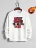 Sudadera con Capucha Estampada para Hombre Invierno Popular Forrada de Polar Marca de Moda Cuello Redondo Prenda Sudadera Cálida y Versátil para Hombre