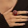 Pulseira Punk Transfronteiriça Europeia e Americana de Resina com Rebites e Strass, Anel de Pulseira Circular Aberto Personalizado em Gradiente Âmbar