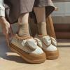 Pantufas de Algodão com Laço para Mulheres, Calcanhar Fechado, Novo Estilo Inverno 2025, Sola Grossa, Antiderrapante, Forradas com Lã, Quentes, Adequadas para Uso Externo, Sapatos de Algodão para Maternidade
