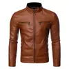 Chaqueta de Cuero Ajustada Gruesa Atractiva Chaqueta Casual para Hombre Chaqueta de Motocicleta Invierno PU Tendencia Primavera y Otoño Chaqueta de Cuero