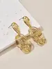 Pendientes Largos de Círculo Grande Metálicos Retro Exagerados Europeos y Americanos Estilo Coreano Pendientes Colgantes Elegantes Pendientes Populares para Mujeres
