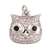 N31 Accesorios DIY mitad plata 925 microincrustación mini circonita de color caniche búho ardilla