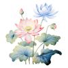 PH-QT618 Comércio Exterior Transfronteiriço Aquarela Lotus Adesivo de Parede Pintado Spray Pintado Quarto Quarto Sala de Estar Autoadesivo Adesivo de Parede Decorativo