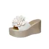 Pantuflas de Comercio Exterior para Mujer Moda Verano 2024 Flor de Verano Ropa de Exterior Sandalias de Cuña Suela Gruesa Estilo Coreano