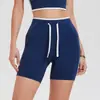 Nuevos Shorts de Yoga Color Block Estilo Transfronterizo con Sensación Desnuda para Mujer, Shorts de Fitness de Cintura Alta para Levantar Glúteos, Shorts de Cinco Puntos para Correr y Ciclismo al Aire Libre