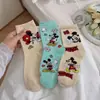 Meias de Verão do Mickey Mouse Empilhadas Personalidade Ins Meias Modernas Mickey Mouse de Desenho Animado Meias de Cano Médio Para Usar por Cima Versáteis Meias Respiráveis