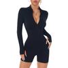Traje de Yoga Aéreo de una Pieza de Manga Larga con Cremallera Transfronteriza, Sensación de Nube, Body de Manga Larga de una Pieza para Deporte de Fitness de Alta Intensidad