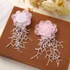Estilo Coreano Primavera e Verão Organza Franja Contas Borda Queimada Malha Flor DIY Brincos Brincos Acessórios de Cabelo Broche de Corsage Acessórios