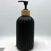 En stock 500ml Rayada Engrosada Botella Rayada con Dispensador Champú Jabón para el Cuerpo Acondicionador Botellas de Plástico