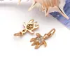 Acessórios para joias DIY, pingente de estrela-do-mar transfronteiriço, banhado a cobre com ouro real 18k, cravejado com zircônia, versátil para colares e pulseiras