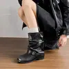Botas de Vaquero Occidentales Retro con Hebilla de Cinturón, Colección Otoño 2026 Nueva, Tacón Grueso, Botas Altas hasta la Rodilla, Botas de Monta para Mujer de Media Pantorrilla