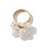 Anillo Europeo y Americano con Sentido del Diseño Transfronterizo, Metal con Volantes de Plumas, Perla de Imitación, Estilo Ins, Flor, Anillo Abierto para Dedos, Anillo para Articulación