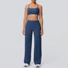 Conjunto de Yoga y Fitness Cruzado por Delante y por Detrás a Prueba de Golpes, Sujetador Adelgazante de Cintura Alta, Amigable con la Piel, Pantalones de Pierna Ancha para Yoga Naked