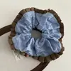 Goma para el pelo de estilo coreano con bloques de color, cuadros y encaje, estilo retro universitario, diseño de nicho, versátil, elegante, para coleta
