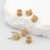 Retención de Color Alta Oro Real de 18K Incrustado Circonita Cuentas Espaciadoras de Agujero Grande, Encaje Base de Flor de Doble Cara Accesorios de Cuentas para DIY C45