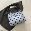 Bolsa de Ombro Casual Grande Capacidade Colorblock de Lona com Bolinhas da Moda 2026 Nova Estilosa Retrô Tote para Mulheres Transfronteiriça