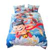 Ropa de cama de cuatro piezas de la serie Magic Child Nezha, juego de tres piezas para estudiantes mezclado lijado, bolsa de cama, sábana bajera, soporte nacional