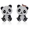 Brincos Criativos Fofos de Panda com Laço Estilo Chinês Pequenos Acessórios Conjunto Completo Strass Brincos da Moda