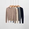 Novo Cardigan de Gola Redonda 100% Caxemira Pura Feminino Lã Amiga da Pele Twist Retrô Suéter Jacket Tricotado Solto