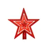 Decoração de topo de árvore de Natal estrela vermelha de topo de árvore pentagrama dourado decoração de Natal estrela plana de cinco pontas 10CM 15CM 20CM