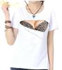 Camiseta de Moda de Verano para Mujer con Impresión Digital 3D de Desgarro en el Pecho para Mujer, Distintiva, Divertida, de Moda