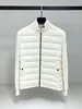 Chaqueta de plumas acolchada de punto patchwork estilo Moncler, ligera y transfronteriza, con cuello alto de pana y lana acolchado para abrigar.